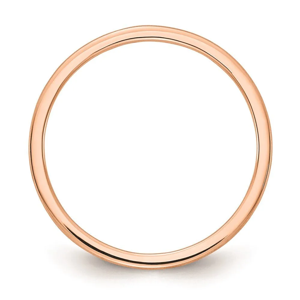 1.2mm 10k Rose Gold Half Round Satin Stackable Band