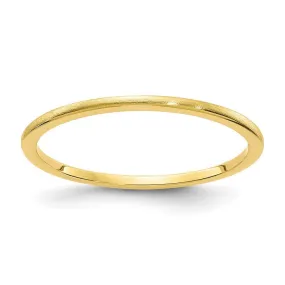 1.2mm 10k Yellow Gold Half Round Satin Stackable Band