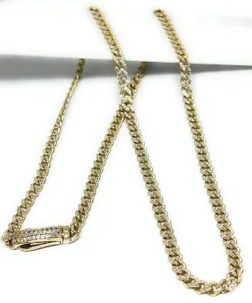 14k Solid Gold Miami Cuban Link FULL CZ Chain 16-24 inches 5mm CZ Lock (Semi-Hollow) 19-27g