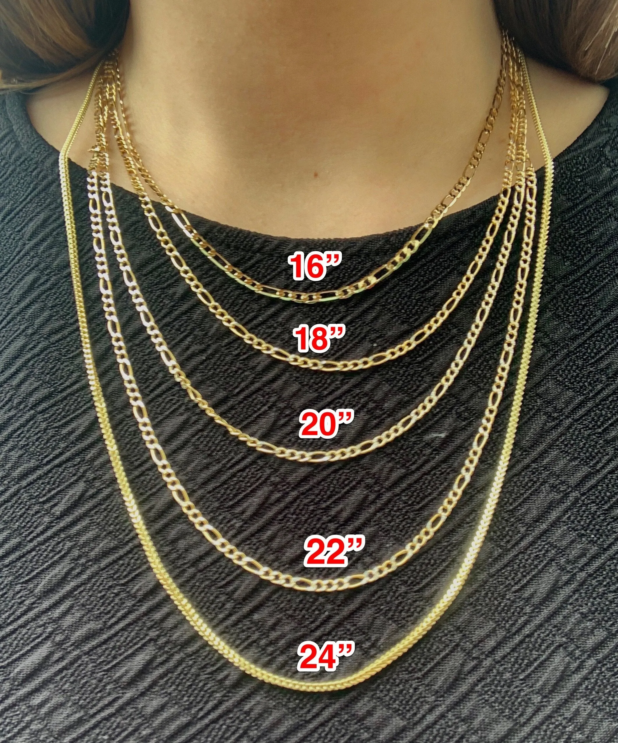 14k Solid Gold Tri-Color Valentina Chain 16 - 24 inch 2mm (Full Solid Style)