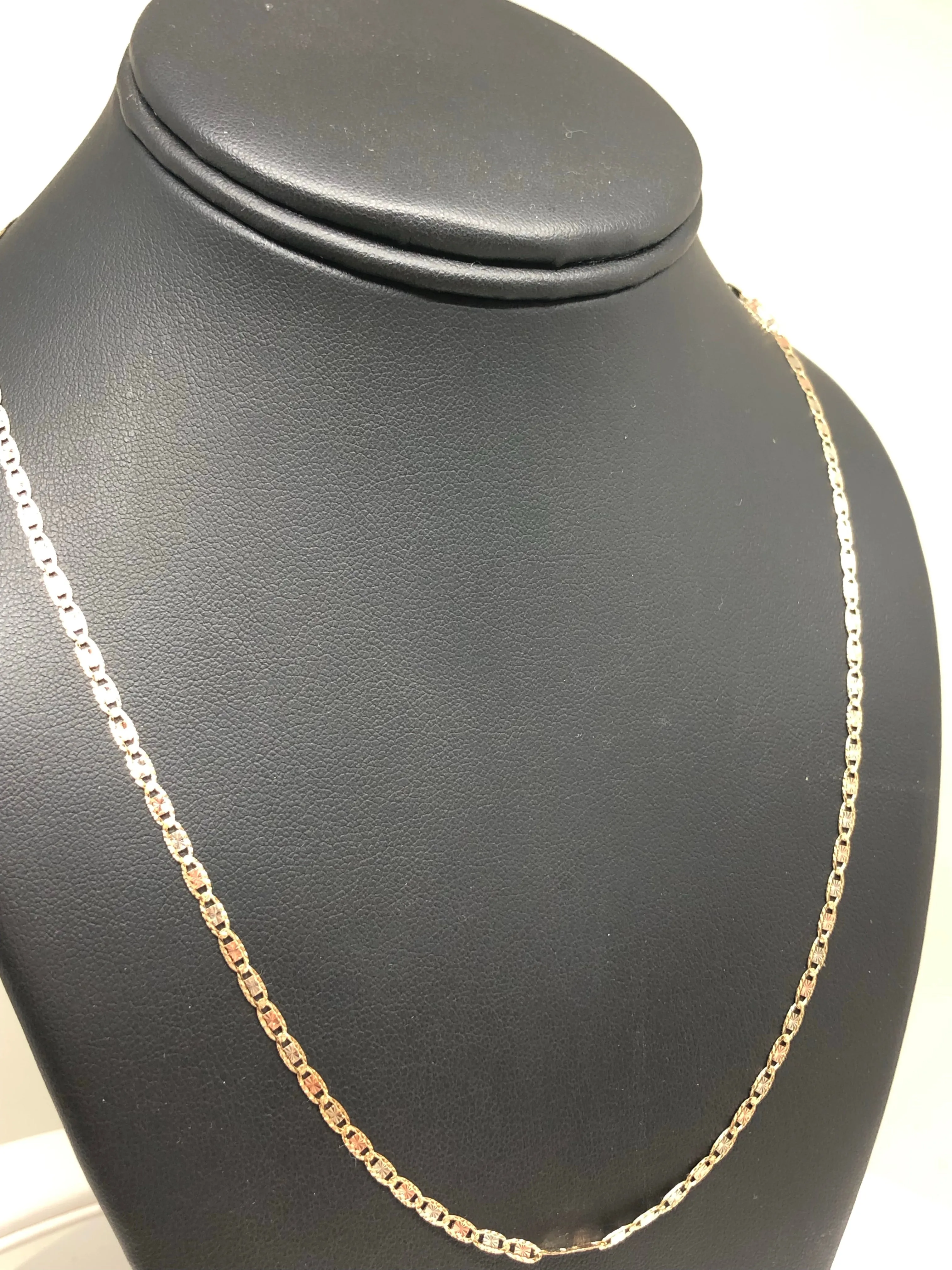 14k Solid Gold Tri-Color Valentina Chain 16 - 24 inch 2mm (Full Solid Style)