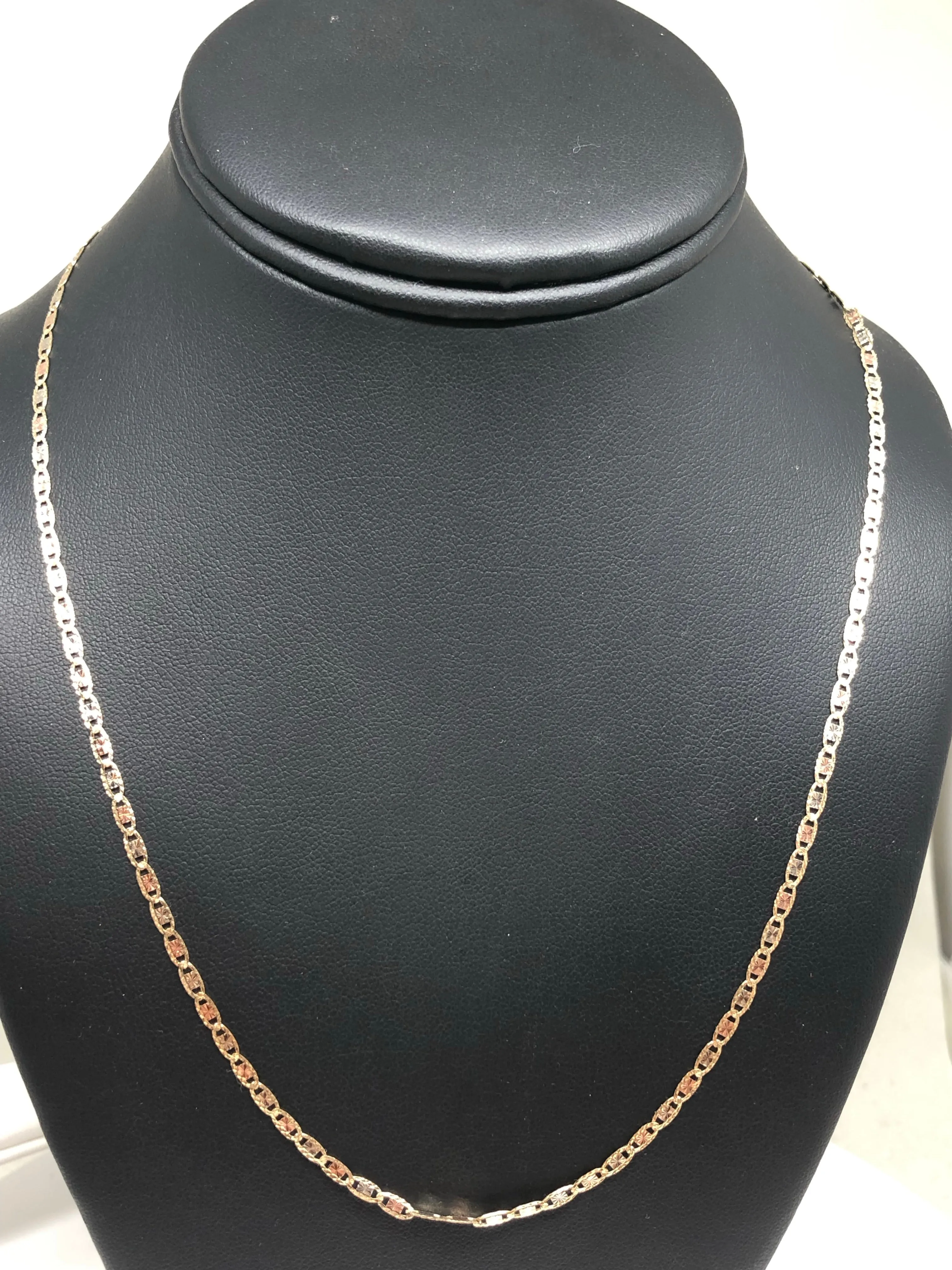 14k Solid Gold Tri-Color Valentina Chain 16 - 24 inch 2mm (Full Solid Style)