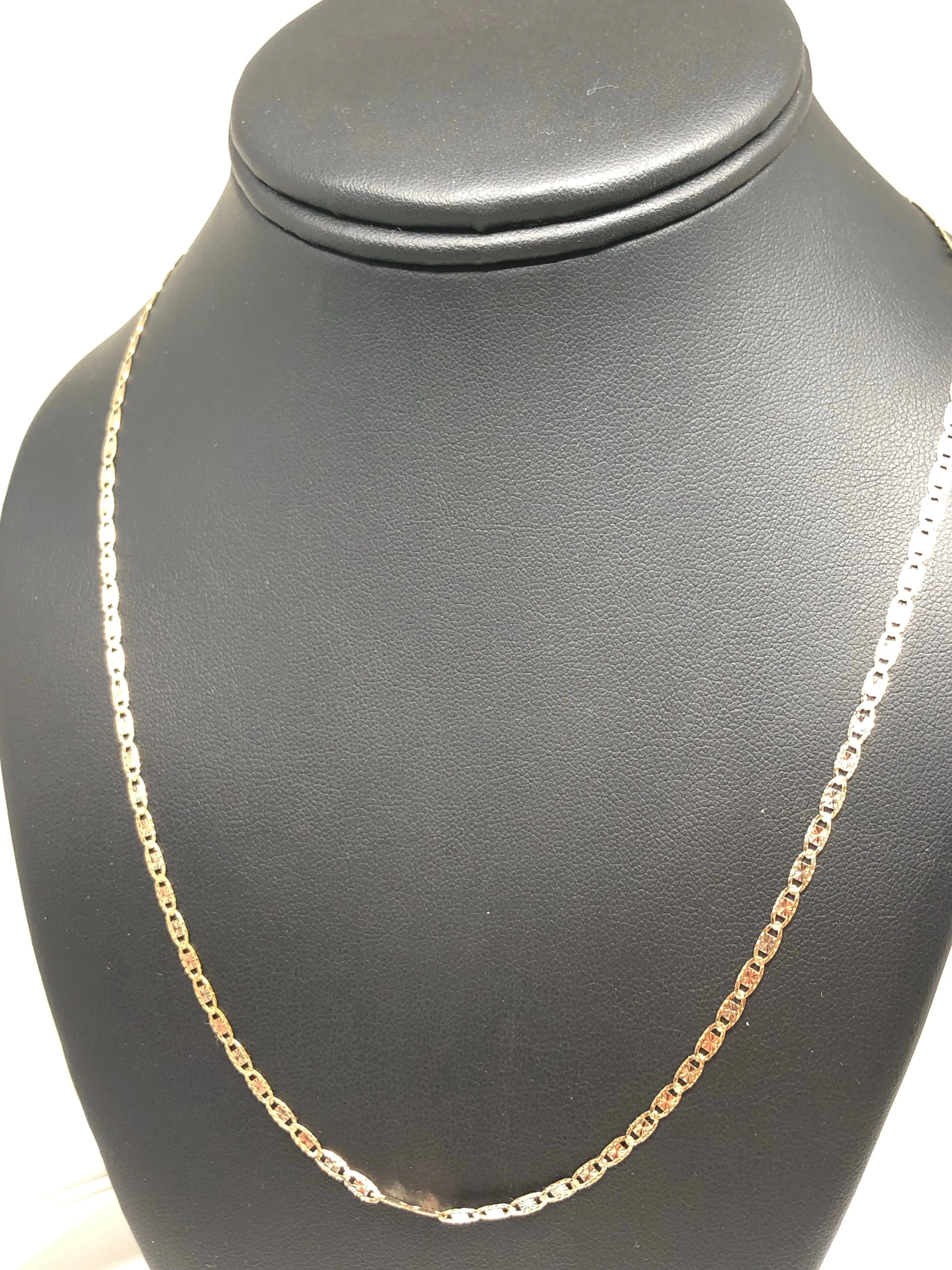 14k Solid Gold Tri-Color Valentina Chain 16 - 24 inch 2mm (Full Solid Style)