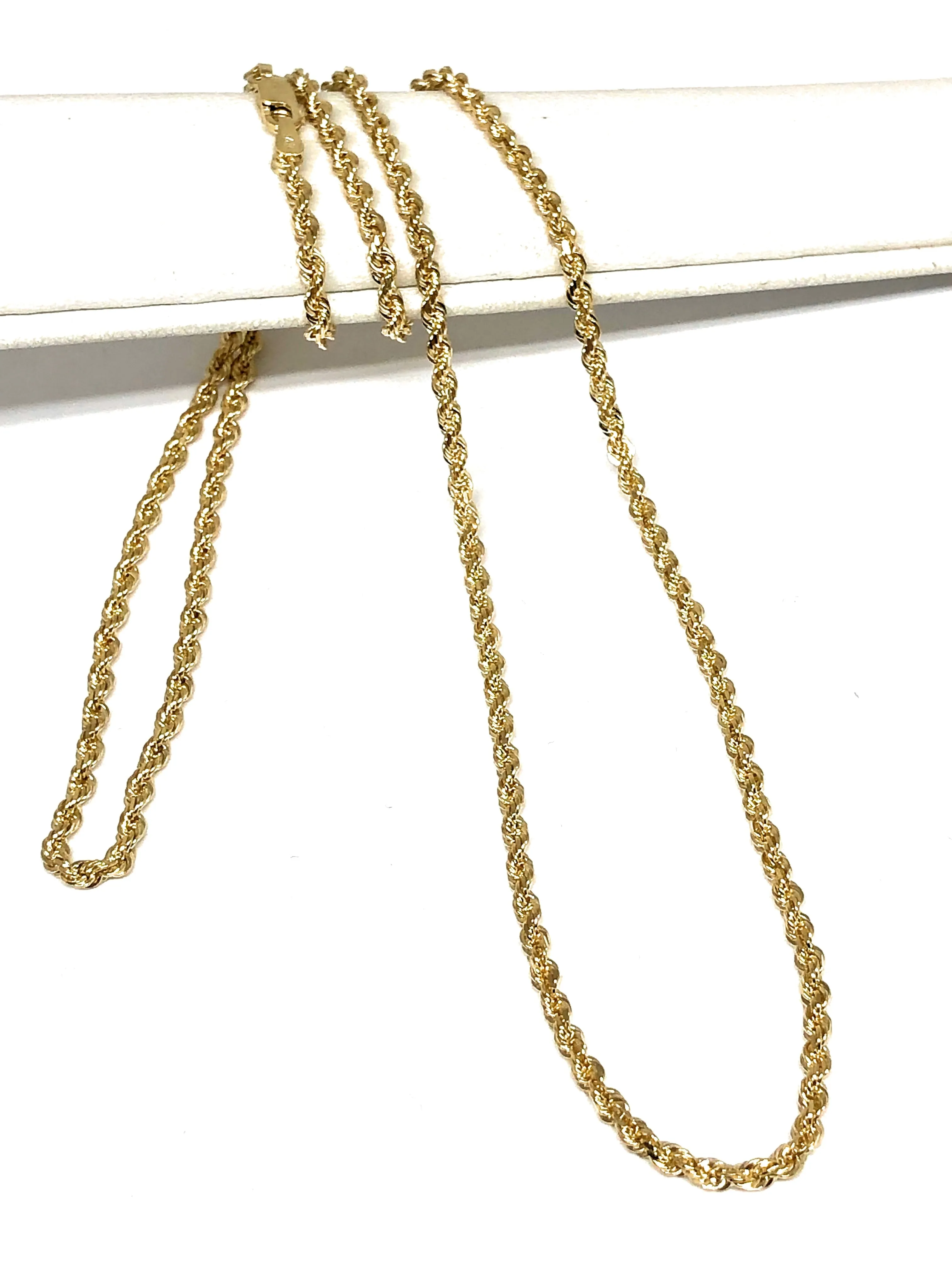 14k Solid Gold Yellow Rope Chain 18-26 inches 2.3mm (FULL SOLID STYLE) 6.6-11.8G