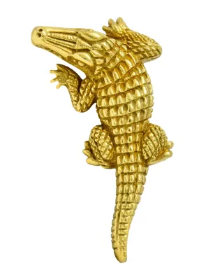 1988 Kieselstein Cord Alligator Brooch, Vintage 18 Karat Green Gold