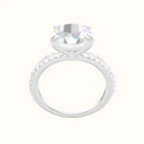 3/4 Pave Engagement Ring With Double Prongs Head