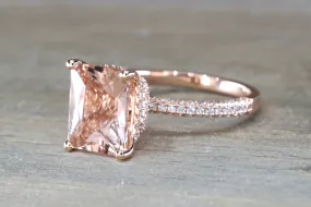 3D Double Hidden Halo Cushion Morganite M3088