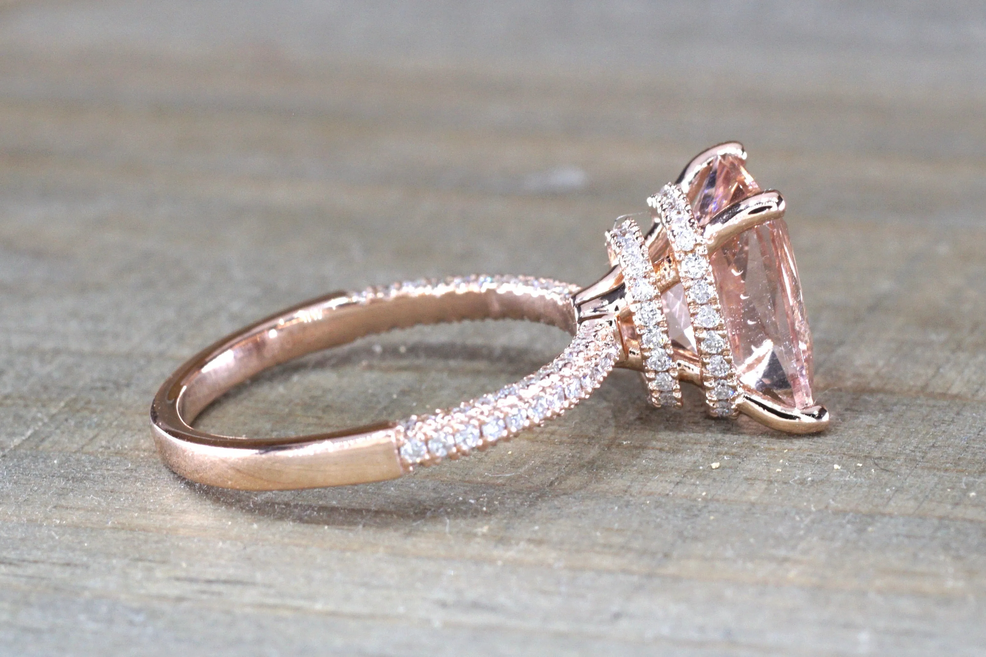 3D Double Hidden Halo Cushion Morganite M3088