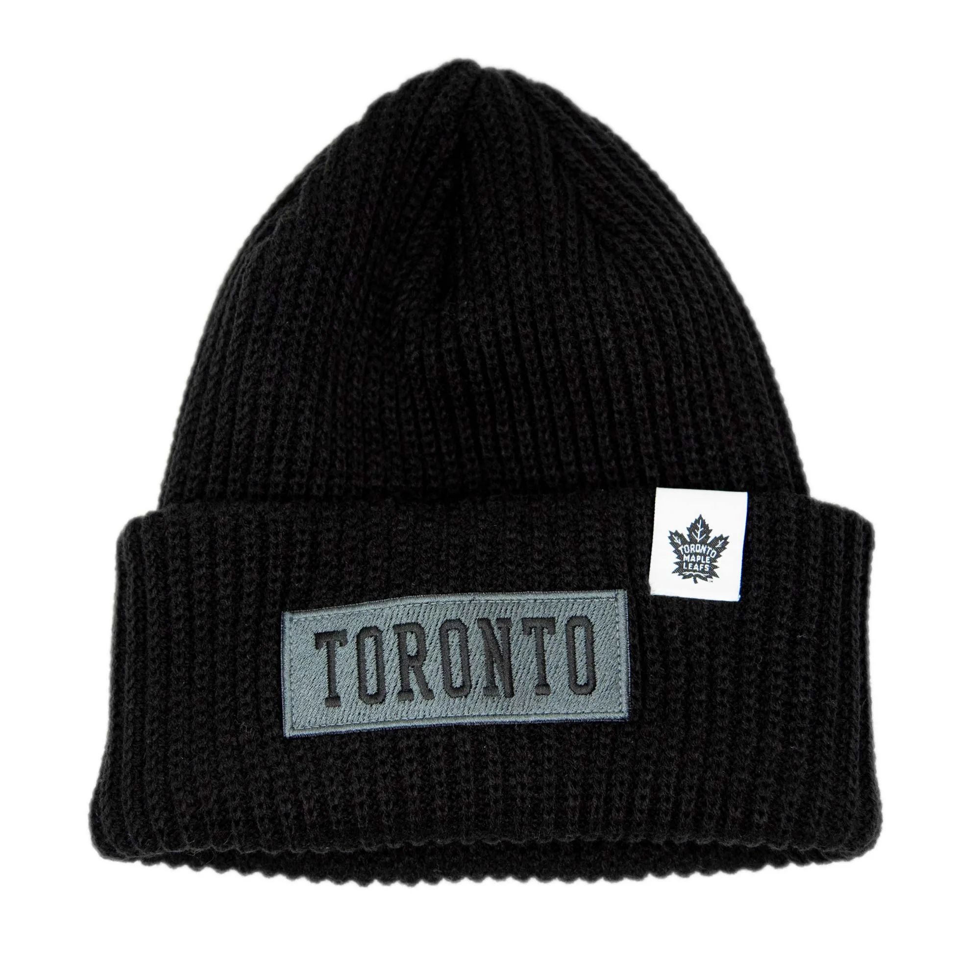 Adult High Cuff Beanie - BLACK - Toronto Maple Leafs.