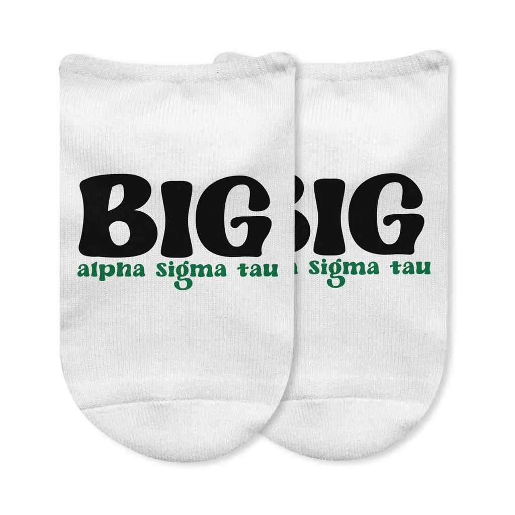 Alpha Sigma Tau sorority No Show Socks for Bigs and Littles