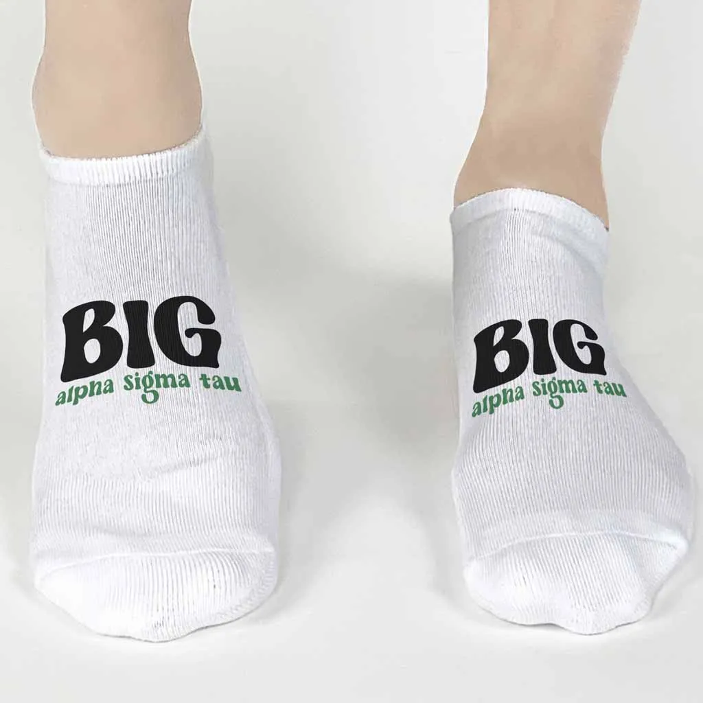 Alpha Sigma Tau sorority No Show Socks for Bigs and Littles