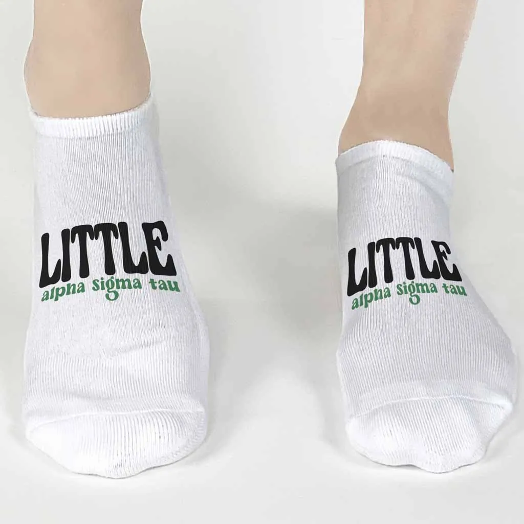 Alpha Sigma Tau sorority No Show Socks for Bigs and Littles