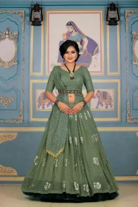 Apple Green Lehenga 506 - Semi-Stitch SSS001AL