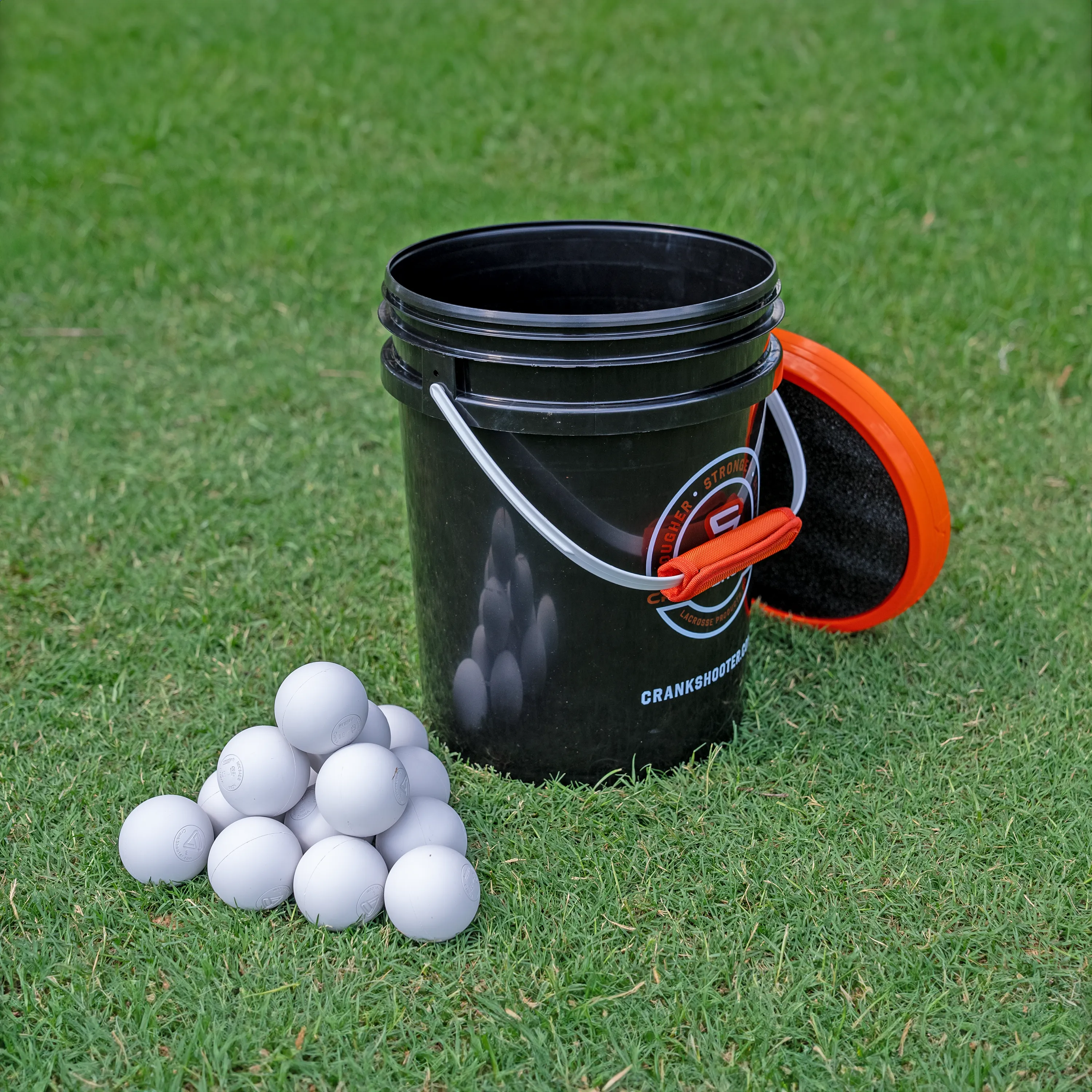 Ball Bucket - Crankshooter - 12, 24, 36, 48, or 60 White, Yellow, Green, Orange Fully Certified Balls - Padded Lid