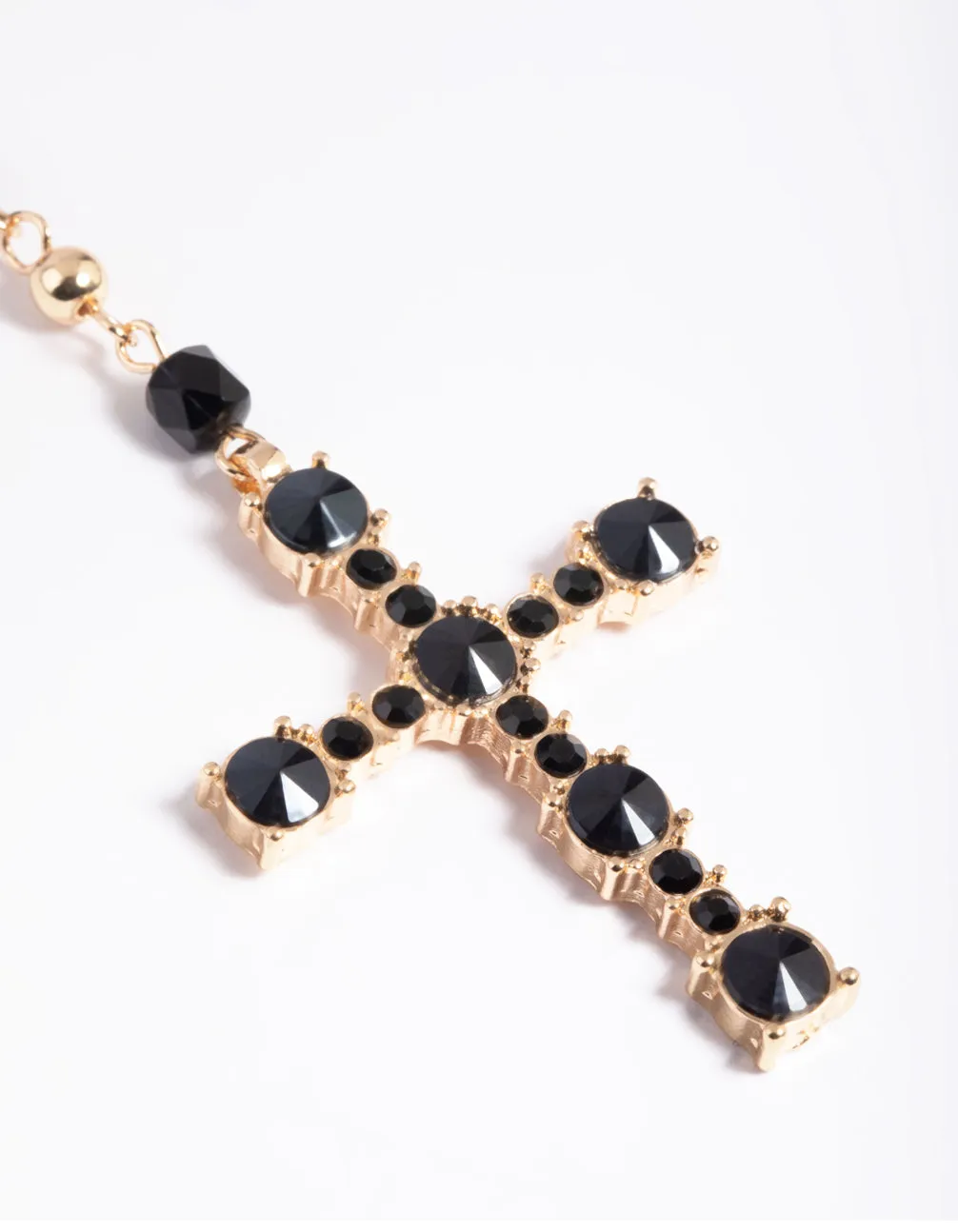 Black Beaded Cross Necklace - Shop Now