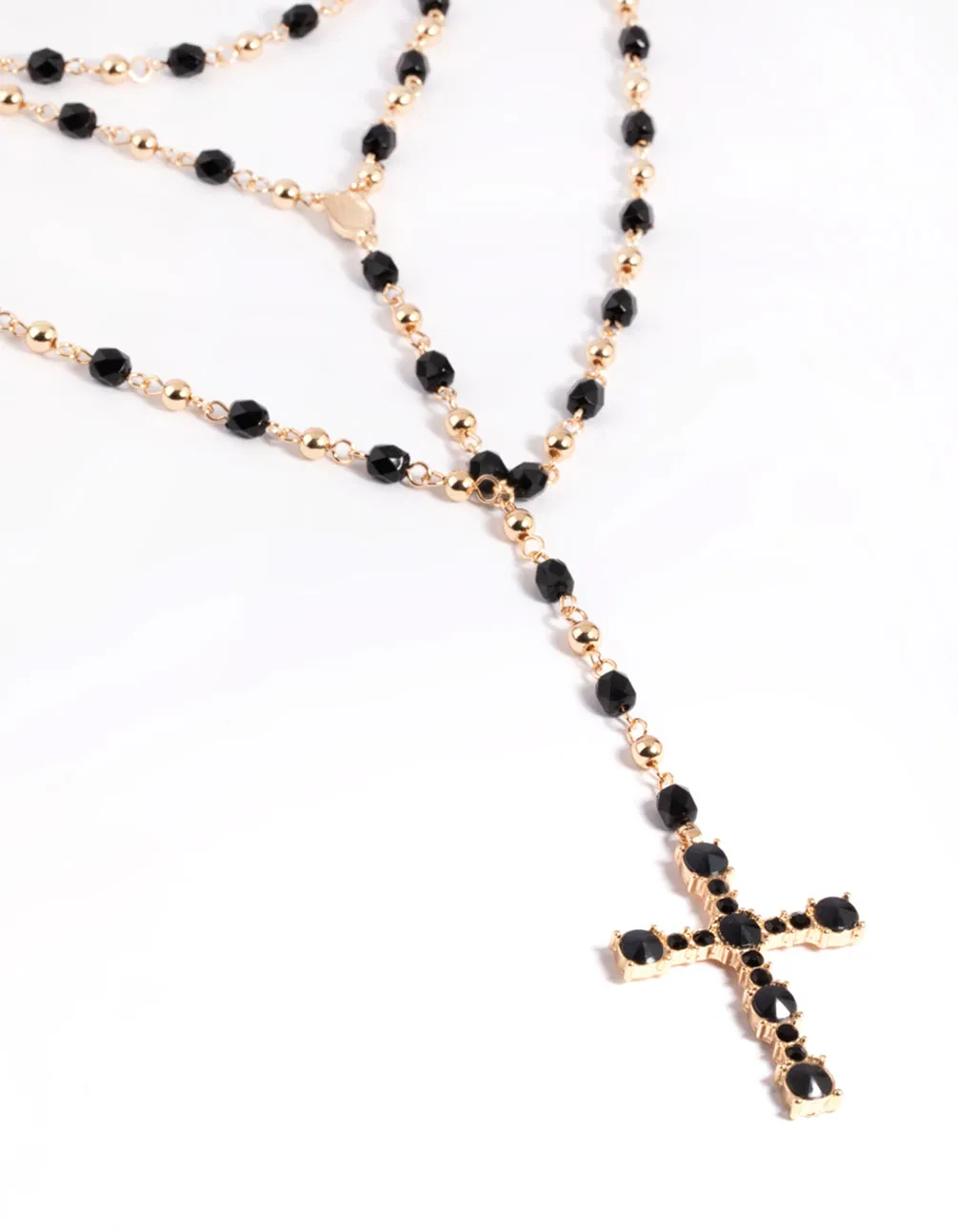 Black Beaded Cross Necklace - Shop Now