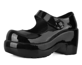 Black Liquid Bubble Mary Jane Platform - Women's fashion shoes