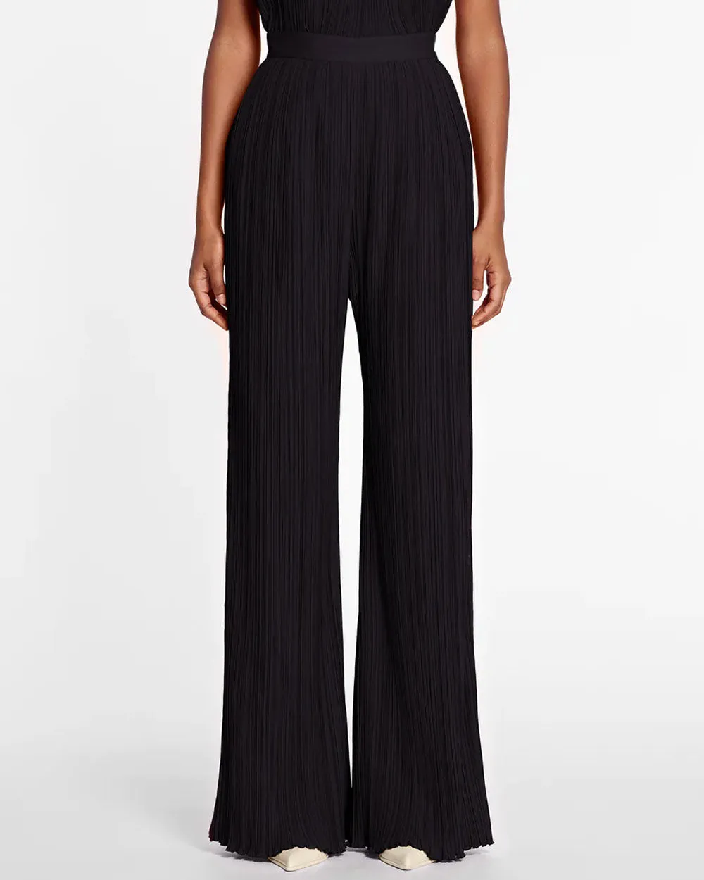 Black Pleated High Rise Pants