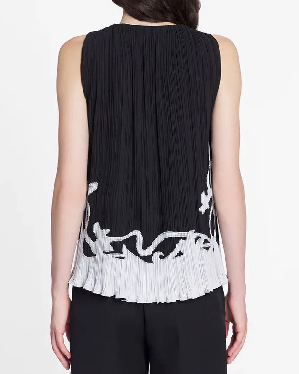 Black Pleated Sleeveless Top