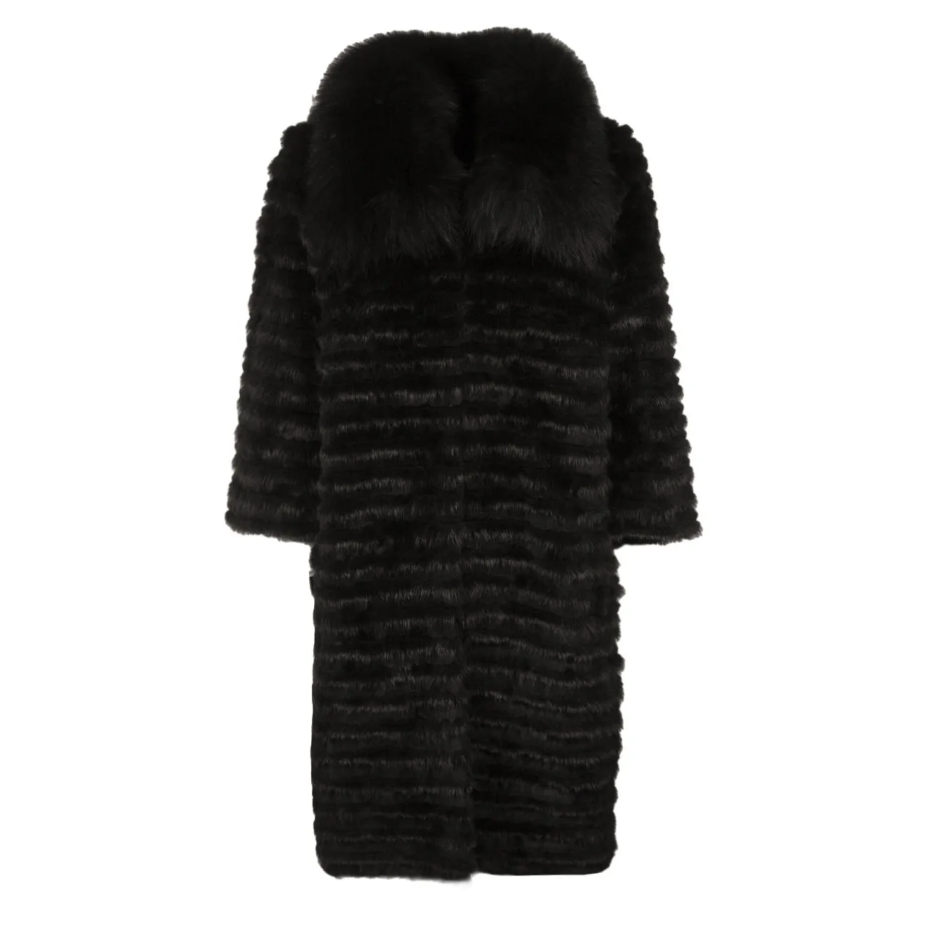 Black Rabbit + Mink Fur Coat for Women