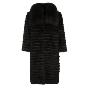 Black Rabbit + Mink Fur Coat for Women