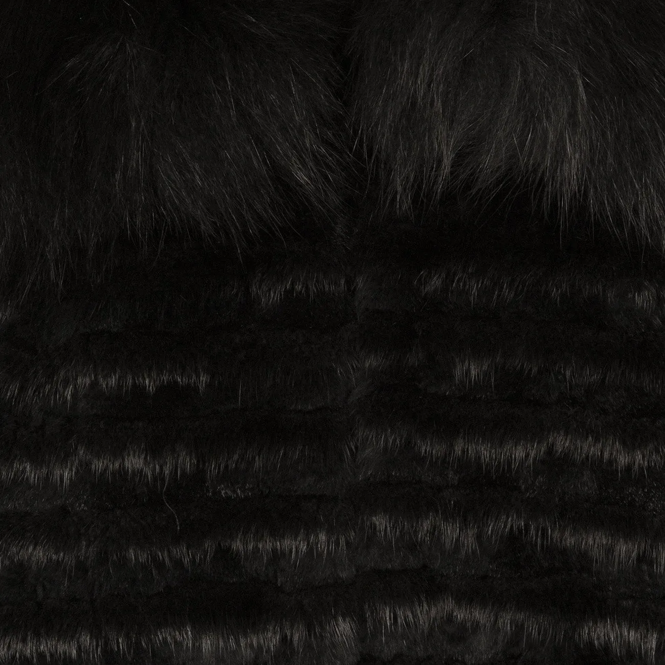 Black Rabbit + Mink Fur Coat for Women