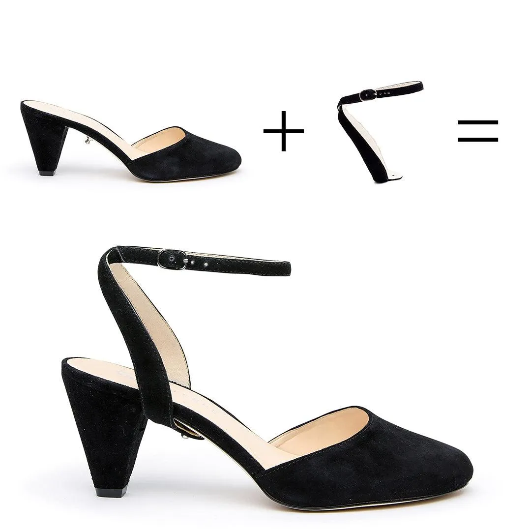 Black Suede Mule + Marilyn Strap