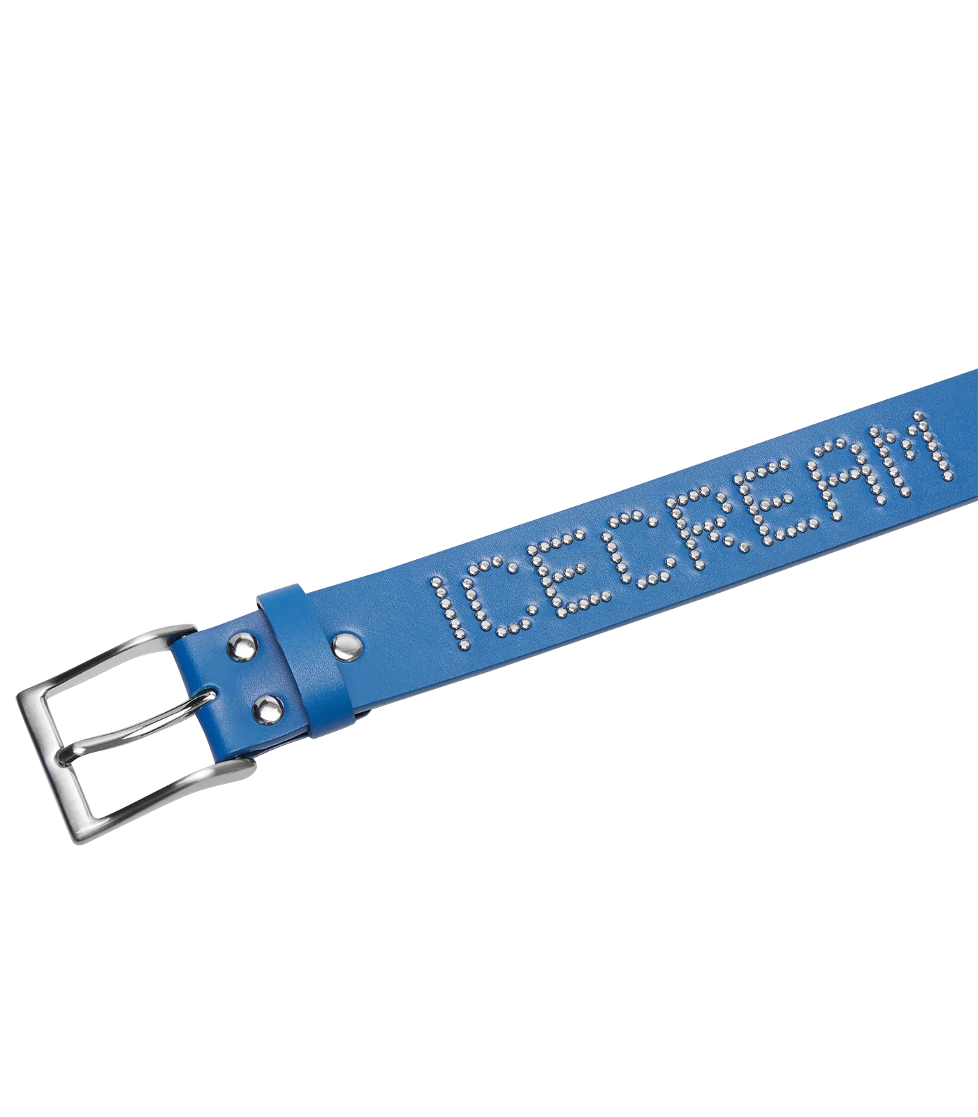 Blue Studded Leather Belt.