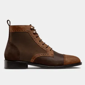  Botas Brogue en piel encerada y serraje marrón