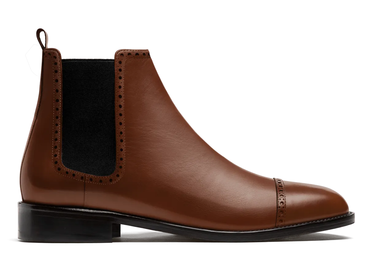  Botas Chelsea Hombre Brogue en piel marrón