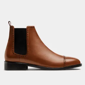  Botas Chelsea Hombre Brogue en piel marrón