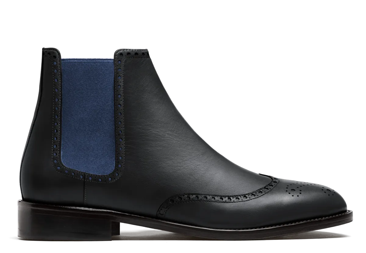  Botas Chelsea Hombre Brogue en piel negro