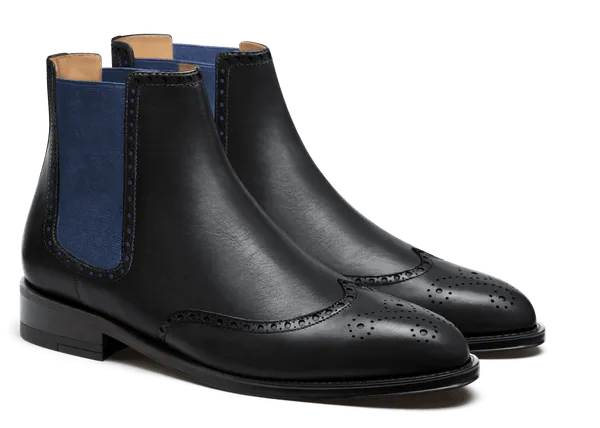  Botas Chelsea Hombre Brogue en piel negro