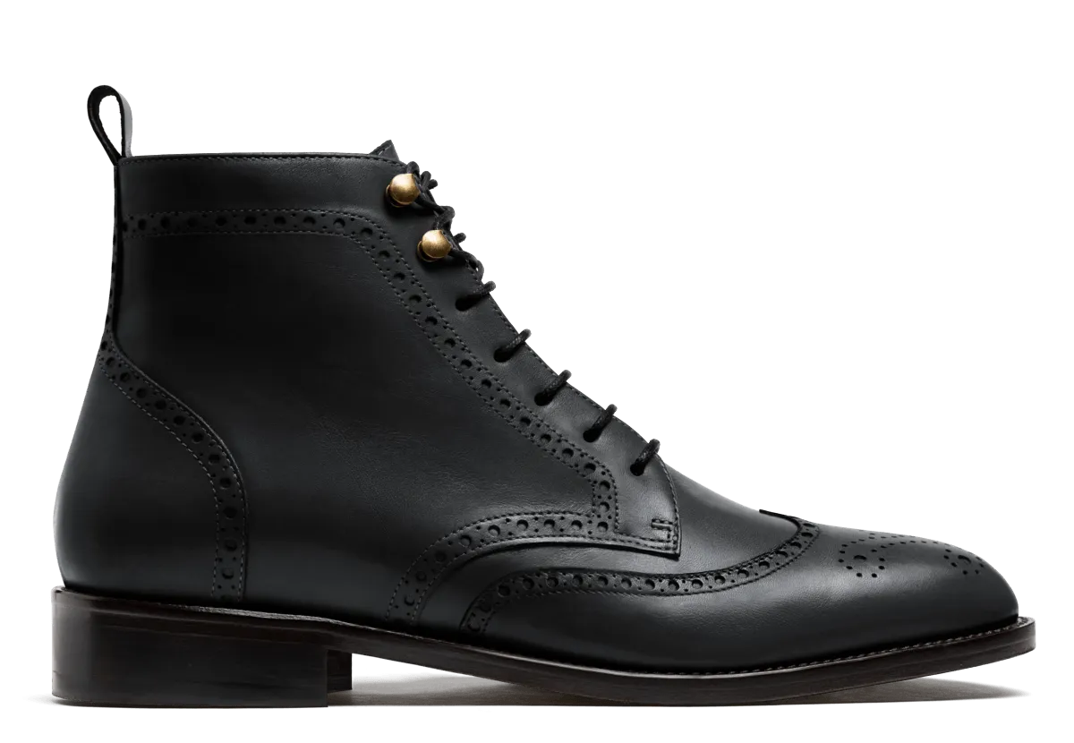  Botas hombre Brogue en piel negro