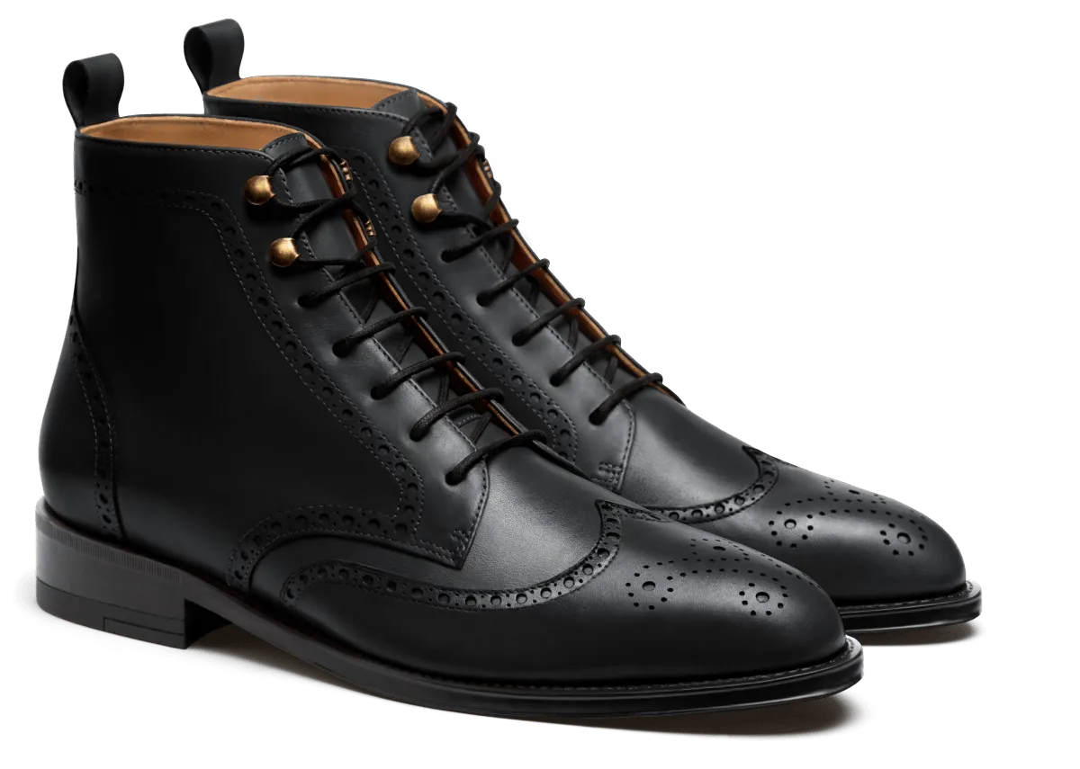  Botas hombre Brogue en piel negro