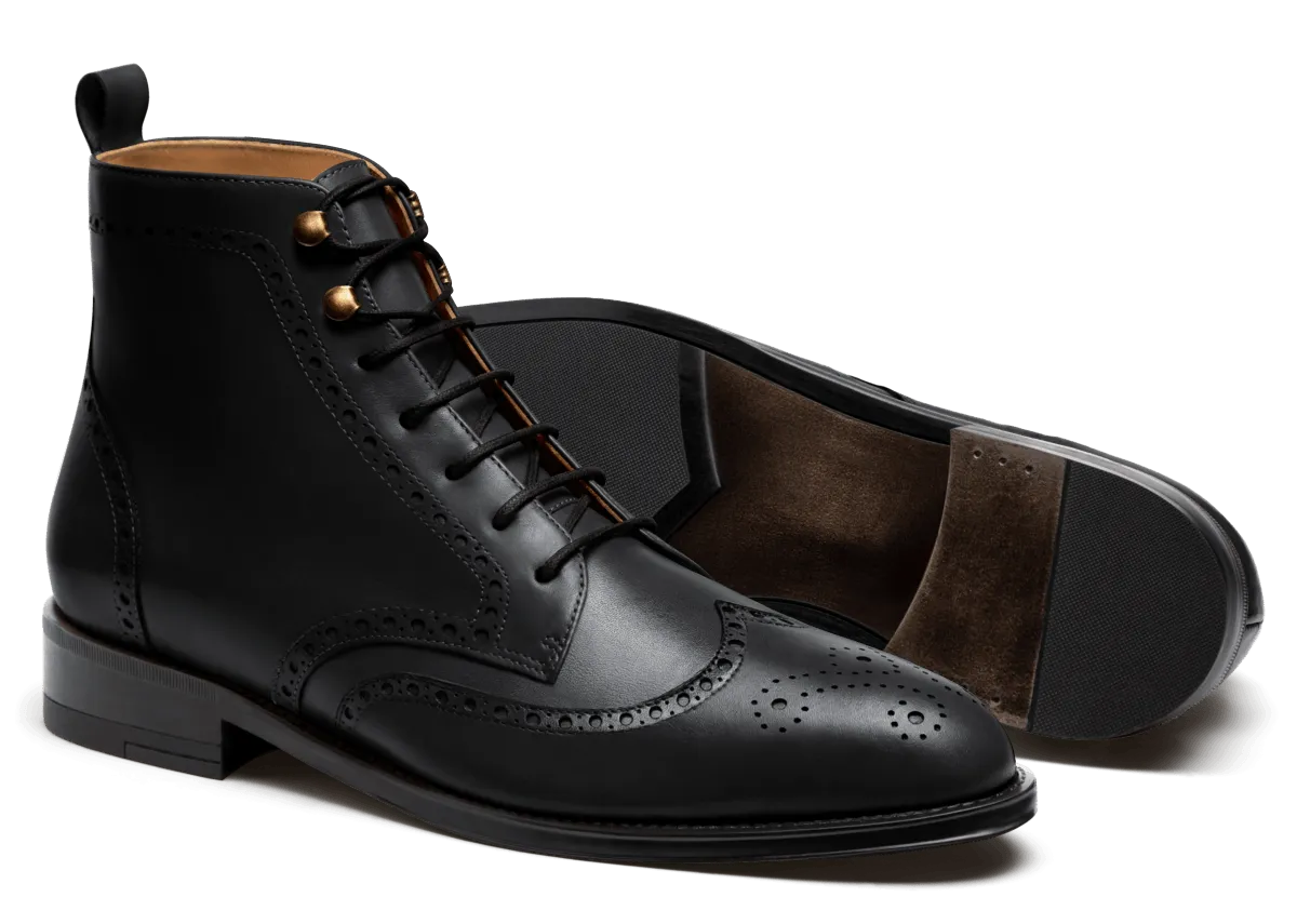  Botas hombre Brogue en piel negro