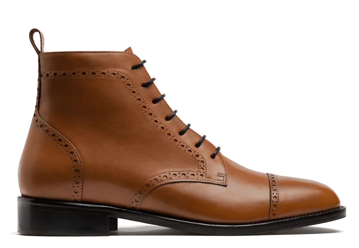  Botines Hombre Brogue en piel marrón