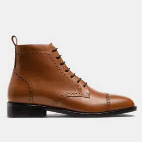  Botines Hombre Brogue en piel marrón