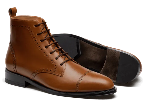  Botines Hombre Brogue en piel marrón