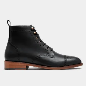  Botines Hombre Brogue en piel negro