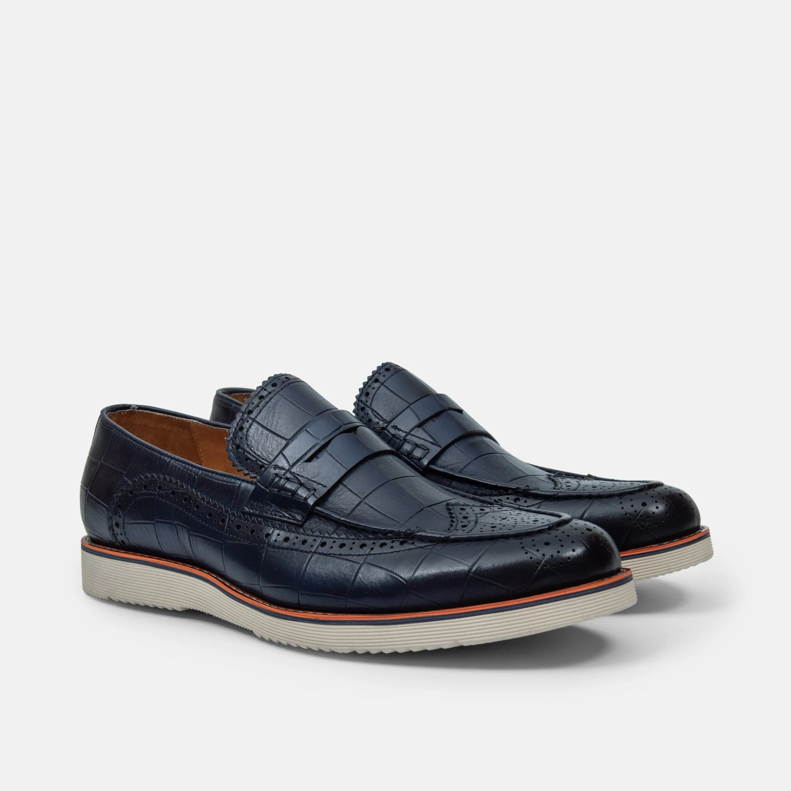 Branson Leather Wingtip Penny Loafer, Royal Blue