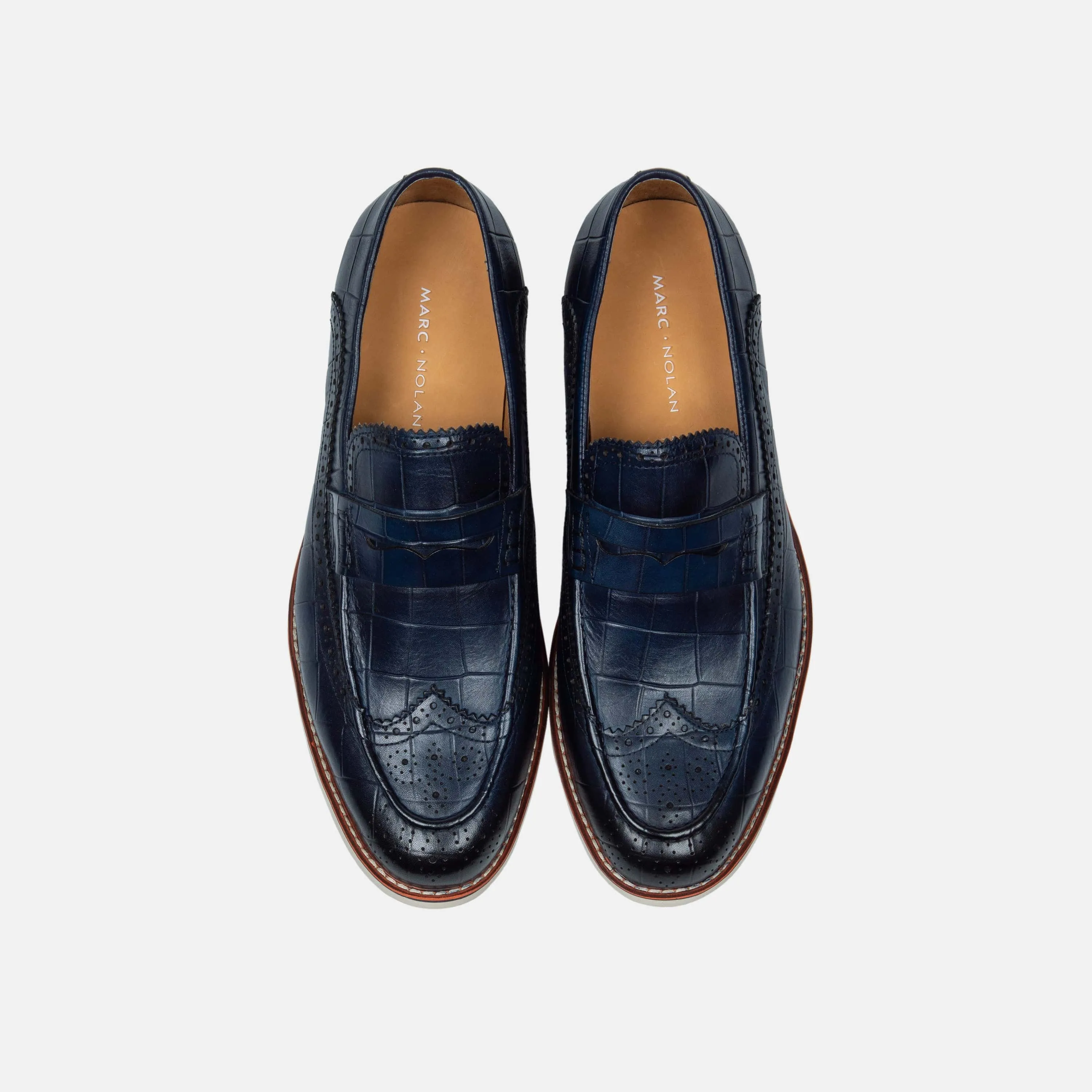 Branson Leather Wingtip Penny Loafer, Royal Blue