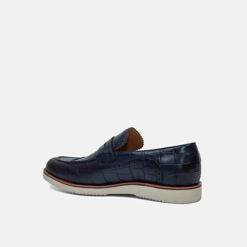 Branson Leather Wingtip Penny Loafer, Royal Blue