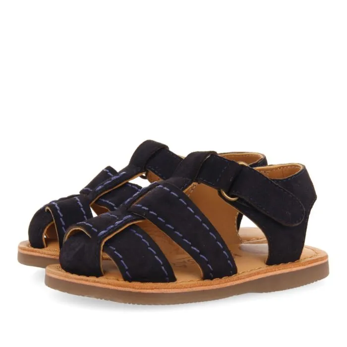 Cabixi boys navy blue leather strappy sandals