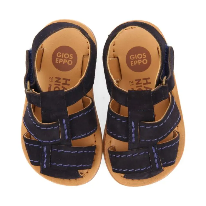 Cabixi boys navy blue leather strappy sandals