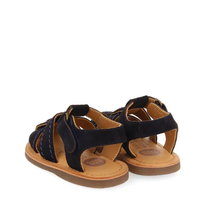 Cabixi boys navy blue leather strappy sandals