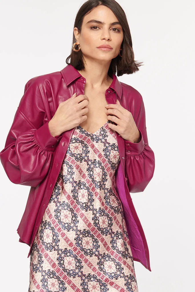 Cami NYC - Belkis Faux Leather Top - Beetroot - Final Sale