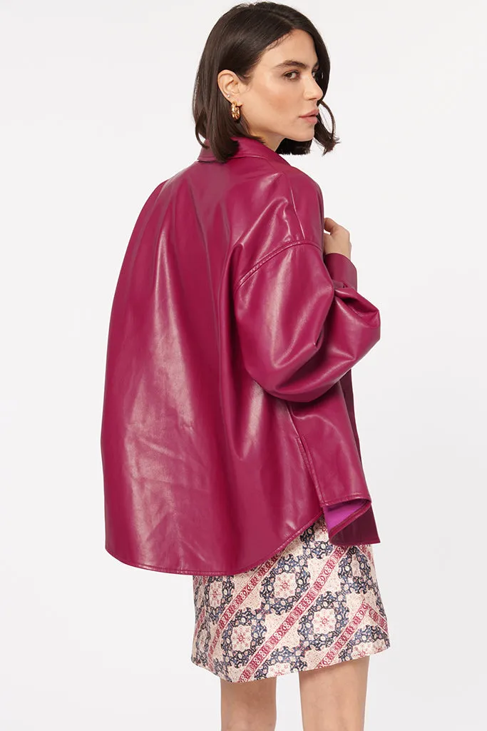 Cami NYC - Belkis Faux Leather Top - Beetroot - Final Sale