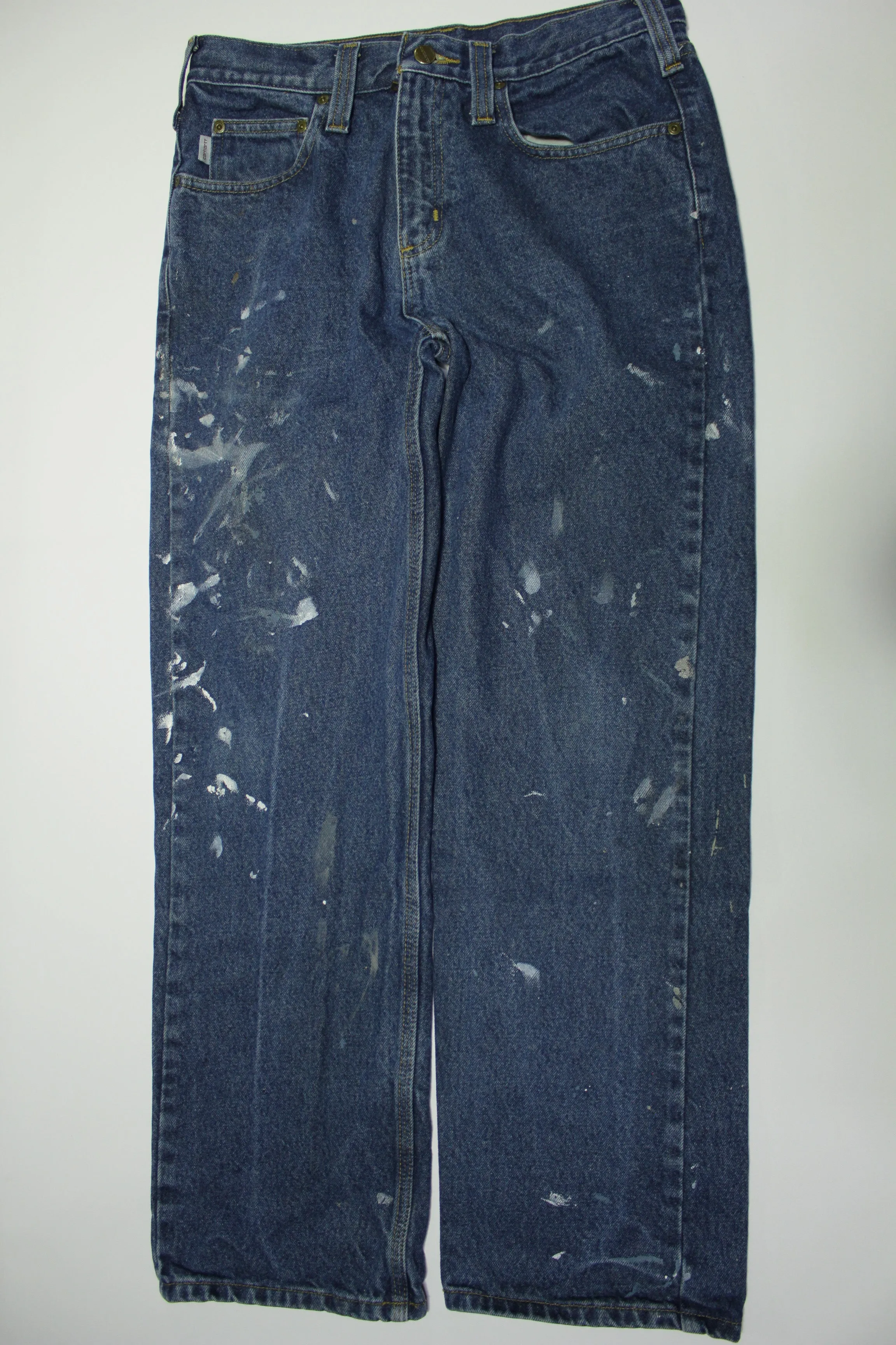 Carhartt Denim Blue Paint Splattered Work Jeans - B460 DVB