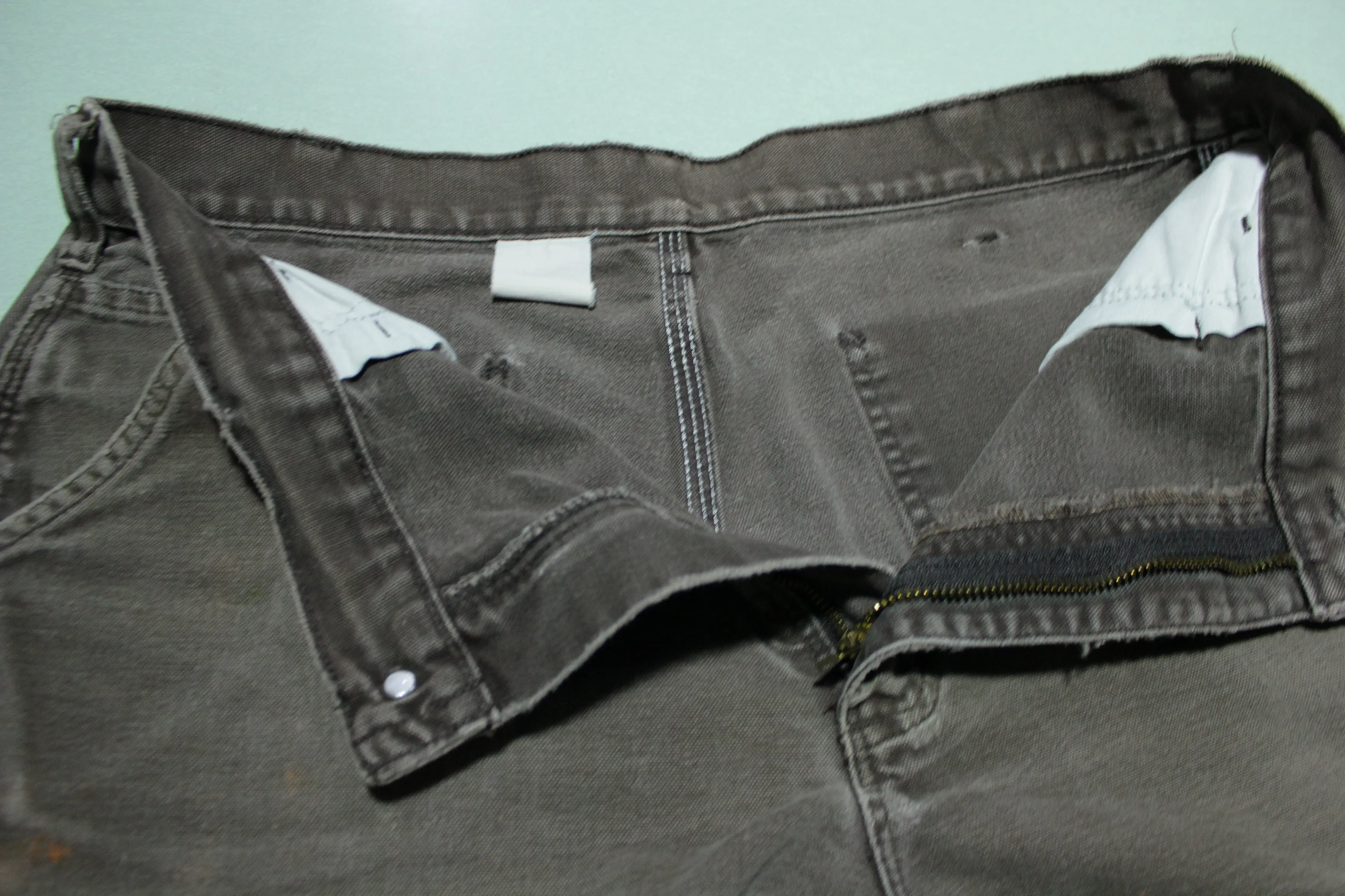 Carhartt Gray Construction Pocket Distressed Stain Carpenter Shorts